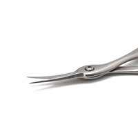 Ciseaux à cuticules courbes 9,5 cm de longueur totale en acier inoxydable argent mat, coupe-cuticules, pinces à cuticules
