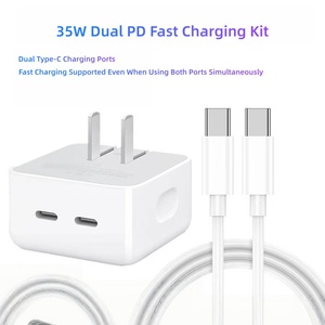 Chargeur rapide <span class=keywords><strong>USB</strong></span>-<span class=keywords><strong>C</strong></span> double port 40W 5V/3A 15A PD avec prise US/EU pour téléphone portable, ordinateur portable, écouteurs, design pliable et rétractable pour les voyages - Product Image 1