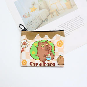 Adorable petit portefeuille pliable pour enfants en PU à imprimé animal Kapibara avec sac de rangement pour écouteurs et fermeture à bande élastique - Product Image 6