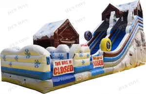 Toboggan gonflable Alpine sur le thème de l'hiver, toboggan gonflable pour la neige, toboggan gonflable pour parc d'attractions