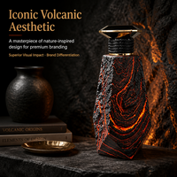 Flacon de parfum en verre mat de conception Magma Premium avec bouchon facetté, impression sérigraphique, étiquette privée, 30 ml/50 ml/100 ml