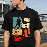 Kaos Unisex Oversize Retro Motif Bunga Kasual Bertema Sepak Bola Gaya Kolase Lengan Pendek 100% Katun Rajutan 200 Gram
