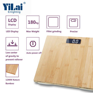 Regali personalizzati bilancia pesapersone per bagno 15mm bilancia per piattaforma personale in bambù naturale Kg/lb/st - Product Image 2
