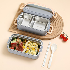 Stainless Steel <b>Insulated</b> <b>Lunch</b> <b>Box</b> 304 Divided Rectangle Bento <b>Box</b> For Student Office Microwaveable - Product Image 1