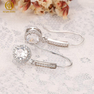 Minimalist Design Halo <b>Pendant</b> Earring 10K White <b>Gold</b> Lab Grown Diamond D Color VVS Clarity IGI Certified Custom for Gift - Product Image 1