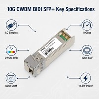 Transceiver Optique 10G CWDM BIDI SFP+ 10km Monofibre LC DDM DOM Module Réseau FTTH Industriel