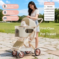 Carrito de Paseo para Mascotas de Aluminio, Plegable con un Clic, Ligero, Lavable, Ajustable, de 4 Ruedas, para Perros y Gatos, Uso en Exteriores