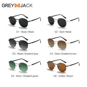 แว่นกันแดดทรงกลมเกรย์แจ็คเมทัลสีดำ ยูวี 400 โพลาไรซ์ เลนส์ TAC ประเภท 3 ที่บังแดด - Product Image 2