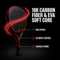 Raquette de padel en fibre de carbone 3K, forme goutte d'eau, texture robuste, cadre aérodynamique pour entraînement de précision, finition mate