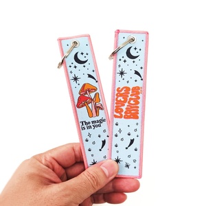 Oneway Wholesale Double-Sided Embroidery <b>Keychain</b> Custom Brand Logo Woven Cartoon Keyring <b>Anime</b> Style Plush Material - Product Image 1