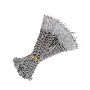 230mm en acier inoxydable brosse à paille pour bambou silicone en acier inoxydable brosse de nettoyage de paille