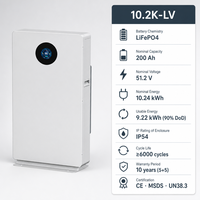 Batterie de stockage d'énergie LiFePO4 10,2K-LV 51,2V 200Ah 10,24kWh pour système solaire domestique avec 90% DoD