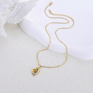 Collar con colgante de madre e hijo chapado en oro, diseño de dibujos animados, cadena de aleación, 16+2 pulgadas, longitud ajustable, joyería para uso diario - Product Image 4