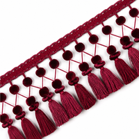 Ruban de dentelle de luxe en velours à franges, pompons et mailles diamantées pour coussin de canapé, abat-jour et décoration intérieure