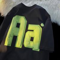 Camiseta de punto 100% algodón para hombre, cuello redondo, oversize, estampada con serigrafía, ecológica, suave, versátil, de secado rápido, color liso.