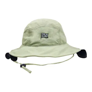 Custom Embroidery Outdoor Sunshade Fisherman Cap Wholesale Fishing Hiking Wide Brim Bucket Hats with String