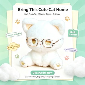 Gatto Seduto Carino e Paffuto, Regalo di Compleanno, Giocattolo in Peluche di Flanella, Unisex, dai 14 Anni in su - Product Image 2