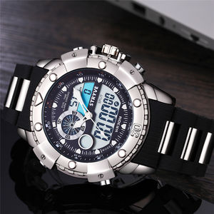 Multifunctionele Sport Horloge Mannen Grote Wijzerplaat Stryve Merk Luxe Dubbele Tijd Waterdichte Dive Quartz Analoge Digitale Led Horloge - Product Image 6