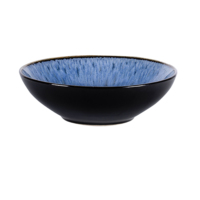 Elegance Ware Ensemble de table en porcelaine bicolore noir pour l'extérieur et bleu pour l'intérieur en céramique émaillée en vente