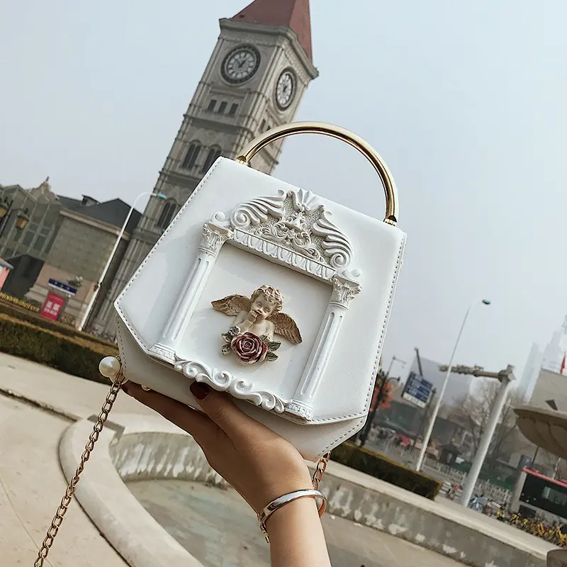 High-end personalizzato Barocco angelo piazza sacchetto di sera della frizione di spalla della signora tracolla a catena delle donne del sacchetto di borse a mano