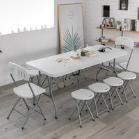 Table pliante portable en plastique Mesa Plegable pour l'extérieur, 4 pieds, cuisine, salle à manger, table relevable, fête, pique-nique, barbecue, camping