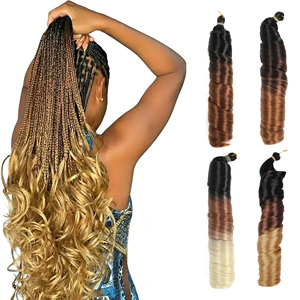 Capelli Sintetici Ricci Pre-Stirati da 150g per Treccine alla Francese, Onde Morbide a Spirale, Extension per Crochet, Fai da Te - Product Image 1