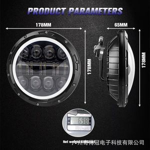 Phare Wrangler à 16 LED de 7 pouces, 80W, 15000 Lm, cercle complet, pour voiture et moto, lumière de remplacement - Product Image 3