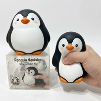 Jouet à presser pour animaux, populaire en ligne : jouet pingouin en TPR pour soulager le stress.