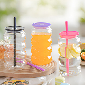 Vaso de Plástico Acrílico Transparente de 16oz con Logotipo Personalizado, Tipo Libby, con Tapa Colorida y Pajita para Beber Directamente, Reutilizable - Product Image 5