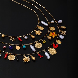 Set <span class=keywords><strong>di</strong></span> 3 Collane Boho Buddiste Multistrato con Ciondoli a Cuore/<span class=keywords><strong>Pesce</strong></span>/Girasole, Catene Estive da Donna in Lega <span class=keywords><strong>di</strong></span> Zinco - Product Image 3