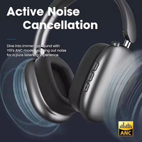 Auriculares Inalámbricos con Cancelación de Ruido de Alta Calidad, Cubierta Metálica, Bluetooth, ANC, para Juegos, Over-Ear, Max