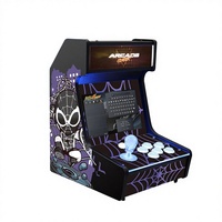 Mini borne d'arcade 1 joueur avec boutons LED, machine de jeux vidéo à monnayeur, cabinet en bois MDF, certifiée CE (version anglaise)