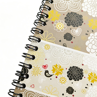 Carnet à spirale personnalisé 215x152mm, 80 feuilles, papier ligné, reliure spirale, couverture imprimée florale, papeterie scolaire et de bureau