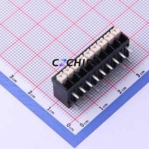 JL212R-35009B01 Spring Terminal Block Bent Lead Through Hole,P=3.5mm Connector 1x9P 3.5mm Black Right Angle Insert - Product Image 1