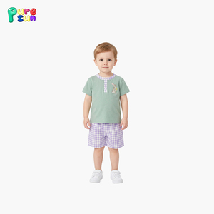 Conjunto de Roupas Infantis Personalizado de Manga Curta da Puresun, Roupas de Algodão para Meninos com Bordado - Product Image 3