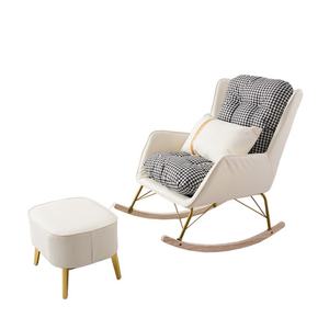 Fauteuil <span class=keywords><strong>à</strong></span> <span class=keywords><strong>bascule</strong></span> moderne avec repose-pieds en cuir et tissu pied-de-poule, ensemble de fauteuils <span class=keywords><strong>à</strong></span> <span class=keywords><strong>bascule</strong></span> pour salon - Product Image 6
