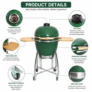 Auplex <span class=keywords><strong>Argentina</strong></span>, <span class=keywords><strong>Parrilla</strong></span> de Carbón Vegetal Kamado de Cerámica China de 23.5 Pulgadas, Color Verde, para <span class=keywords><strong>Barbacoa</strong></span> - Product Image 6