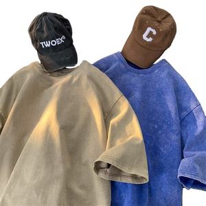 Camiseta personalizada camiseta estampada en blanco para hombre 100% algodón de peso pesado Vintage lavado ácido camiseta - Product Image 1