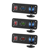 Panel Pengisi Daya USB Kendaraan 12V 24V PD QC3.0 18W dengan Voltmeter Digital, Sakelar Rocker, Tahan Air, Soket Pengisian Cepat untuk Mobil, RV, Kapal