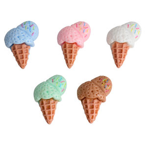 Cabujones de resina de conos de helado de colores mixtos con base plana para la creación de joyas DIY, horquillas y decoración de teléfonos - Product Image 1