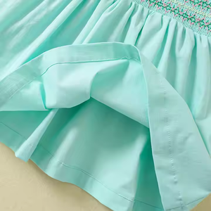 <span class=keywords><strong>Abbigliamento</strong></span> per bambini da ragazza abiti da <span class=keywords><strong>bambina</strong></span> Smocked <span class=keywords><strong>abbigliamento</strong></span> per bambini blu con motivo floreale - Product Image 5