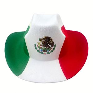 Sombrero Vaquero con Bandera Nacional para Eventos Deportivos - Sombrero de Fieltro Occidental con Ala Curva Personalizada, Sombrero para Animar en Eventos, para Hombres y Mujeres, Decoración para Fiestas - Product Image 4