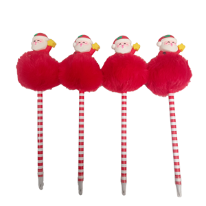 Noël mode rayé en peluche stylo à bille ensemble fête de noël petit cadeau promotionnel en gros - Product Image 5