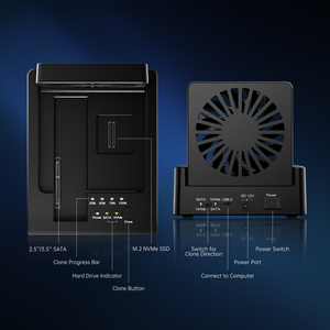 Fideco thiết kế mới ABS <span class=keywords><strong>Dock</strong></span> <span class=keywords><strong>duplicator</strong></span> cho M2 NVME SATA 2.5 3.5inch SSD với Fan <span class=keywords><strong>HDD</strong></span> Docking Station - Product Image 6