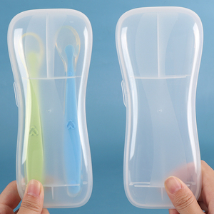 Boîte de rangement pour cuillères d'alimentation en silicone pour bébés SUNSHING, ensemble de couverts de voyage, étui pour cuillère et fourchette, OEM ODM, étui de transport pour ustensiles de bébé - Product Image 1