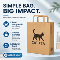 Tas Kertas Kraft Klasik dengan Logo Custom, Pegangan Datar, Kemasan Minuman Panas, Teh, Bubble Tea, Kopi, Promosi Toko, Pasokan Grosir