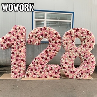 WOWORK Vente en gros 3ft 4ft 5ft Lettres et chiffres géants lumineux floraux en fleurs artificielles pour la décoration de mariage
