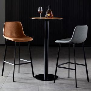 Tissu en cuir marron moderne, chaise de comptoir, avec cadre métallique noir industriel, pour café et Bar, bon marché, nouveauté - Product Image 6