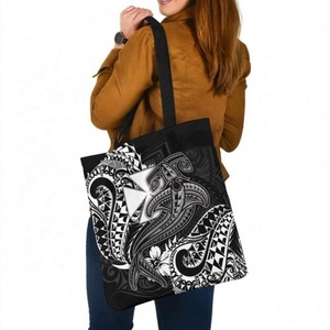 Wallis et <span class=keywords><strong>Futuna</strong></span> sac fourre-tout personnalisé toile Shopping fourre-tout Eco réutilisable Shopper sacs tatouage polynésien femmes grands sacs à main - Product Image 3