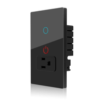 Interrupteur et prise intelligents Tuya WiFi standard US avec panneau tactile en verre, commande vocale Alexa Google Home, application Smart Life, contrôle à distance